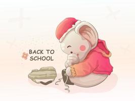 bébé éléphant se prépare à aller à l'école.