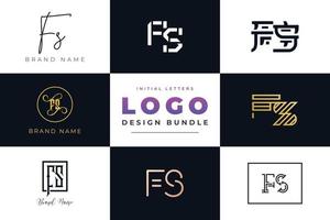 ensemble de création de logo de lettres initiales de collection fs. vecteur