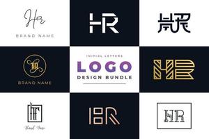 ensemble de lettres initiales de collection hr logo design. vecteur