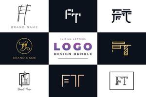 ensemble de lettres initiales de collection ft création de logo. vecteur