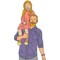 gratuit vecteur agrafe art de père en portant le sien fille