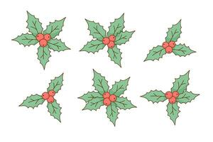 dessin animé Noël du gui, omela, vert floral décorations. vecteur illustration