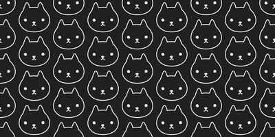 chat sans couture modèle vecteur chaton tête visage dessin animé écharpe isolé tuile fond d'écran répéter Contexte illustration griffonnage noir conception
