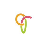 lettre q courbes ligne coloré enfant conception logo symbole vecteur