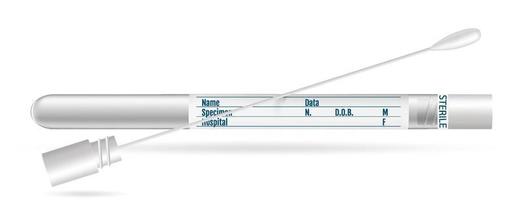 écouvillon de transport stérile cotons-tiges dans un tube en plastique avec bouchon vecteur
