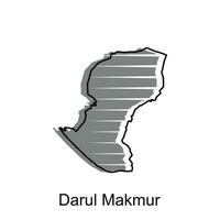carte ville de daroul Makmur illustration conception, monde carte international vecteur modèle avec contour graphique esquisser style isolé sur blanc Contexte