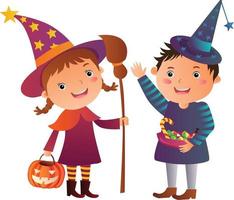 dessin animé de sorcière pour enfants d'halloween vecteur