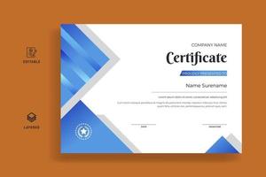 conception de modèle de certificat de diplôme de couleur bleue élégante vecteur