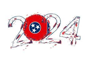 2024 année dans grunge style avec drapeau de Tennessee. vecteur