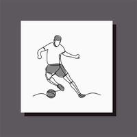 joueur de football dribble le ballon un dessin au trait vecteur