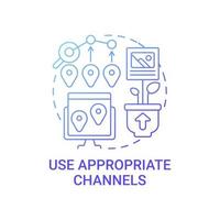 utiliser les canaux appropriés pour l'icône de concept de contenu vecteur