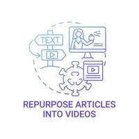 réutiliser des articles en icône de concept de vidéos vecteur