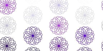 fond de doodle vecteur violet clair, rose avec des fleurs.