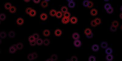 modèle vectoriel bleu foncé, rouge avec des éléments de coronavirus.