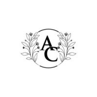 floral lettre un, c logo icône, luxe alphabet Police de caractère initiale conception isolé vecteur