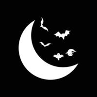 content Halloween, noir chauves-souris en volant avec lune vecteur