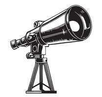 télescope rétro esquisser main tiré science vecteur illustration