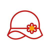 chapeau icône bichromie Jaune rouge été plage symbole illustration. vecteur