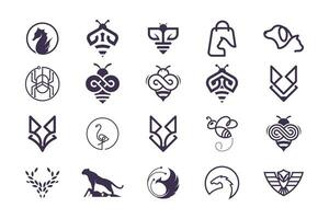 ensemble de animaux logo conception vecteur avec Créatif élément concept