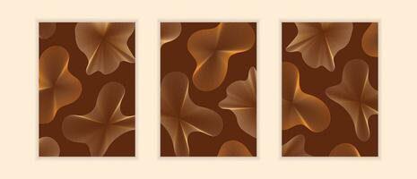 vecteur ensemble abstrait marron couverture modèle avec vagues lignes. brun, beige prime couleurs illustration.