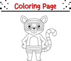 mignonne raton laveur animal coloration page illustration vecteur. pour des gamins coloration livre. vecteur