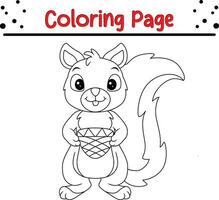 mignonne écureuil animal coloration page illustration vecteur. pour des gamins coloration livre. vecteur