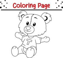 marrant peu ours animal coloration page pour les enfants. noir et blanc vecteur illustration pour coloration livre.