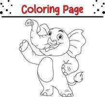 mignonne l'éléphant animal coloration page pour les enfants. noir et blanc vecteur illustration pour coloration livre.