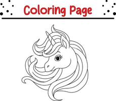Licorne coloration page pour les enfants. noir et blanc vecteur illustration pour coloration livre