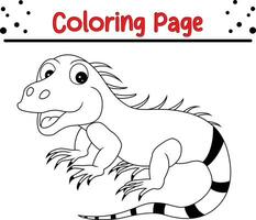 mignonne iguane animal coloration page pour les enfants. noir et blanc vecteur illustration pour coloration livre.