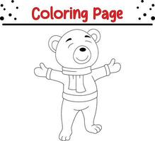 marrant peu ours animal coloration page pour les enfants. noir et blanc vecteur illustration pour coloration livre.