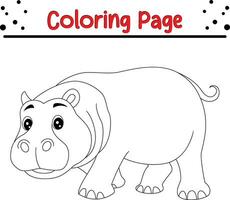 mignonne content bébé hippopotame animal coloration page pour les enfants. noir et blanc vecteur illustration pour coloration livre.