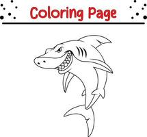 mignonne requin animal coloration page pour les enfants. noir et blanc vecteur illustration pour coloration livre.