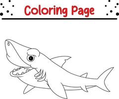 requin coloration page pour les enfants. noir et blanc vecteur illustration pour coloration livre