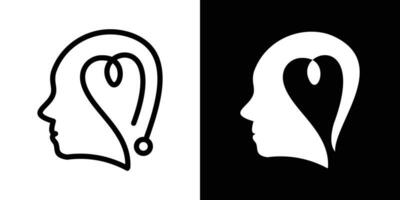 l'amour et tête gens logo, Humain intelligence santé mental santé conception icône illustration vecteur