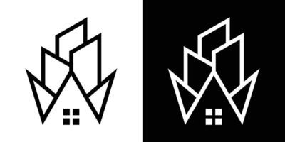 couronne et bâtiment logo conception ligne icône vecteur illustration