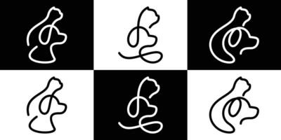 animal animal de compagnie logo conception ensemble icône ligne vecteur illustration
