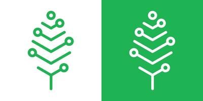 logo feuille, arbre et La technologie conception icône vecteur illustration