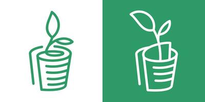 papier et plante logo conception icône vecteur illustration