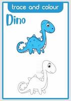 dino pour apprendre à dessiner et colorier vecteur