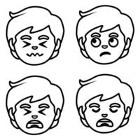 quatre différent expressions de une garçons visage vecteur