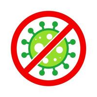 virus Arrêtez cellule timbre. rouge et vert vecteur. épidémie avertissement symbole ou signe, risque zone autocollant. maladie limité zone. vecteur