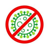 virus Arrêtez cellule timbre. rouge et vert vecteur. épidémie avertissement symbole ou signe, risque zone autocollant. maladie limité zone. vecteur