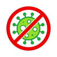 virus Arrêtez cellule timbre. rouge et vert vecteur. épidémie avertissement symbole ou signe, risque zone autocollant. maladie limité zone. vecteur