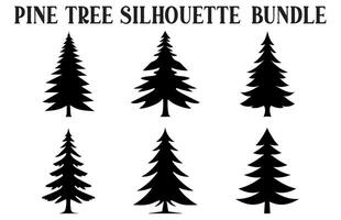 gratuit pin arbre silhouettes clipart empaqueter, ensemble de ancien pin arbre silhouette vecteur