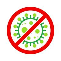 virus Arrêtez cellule timbre. rouge et vert vecteur. épidémie avertissement symbole ou signe, risque zone autocollant. maladie limité zone. vecteur