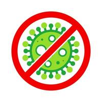 virus Arrêtez cellule timbre. rouge et vert vecteur. épidémie avertissement symbole ou signe, risque zone autocollant. maladie limité zone. vecteur