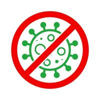 virus Arrêtez cellule timbre. rouge et vert vecteur. épidémie avertissement symbole ou signe, risque zone autocollant. maladie limité zone. vecteur