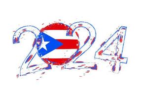 2024 année dans grunge style avec drapeau de puerto Rico. vecteur