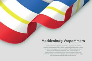 3d ruban avec drapeau Mecklembourg-Poméranie-Occidentale. allemand État. isolé sur blanc Contexte vecteur